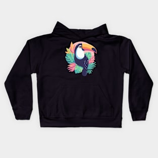 Toucan pastel jungle leaves Kids Hoodie